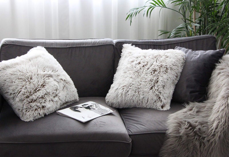 Uhomy 2 Packs Fluffy Accent Pillows Cover 18"x18", Soft Brown Ombre Artificial Fur Throw Pillow Case, Modern Luxury Decorative Square Cushion Cover for farmhouse home decor for Sofa/Bed/Chair, 45x45cm - Image 4